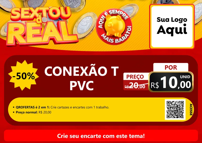 Modelo de Cartaz para Cartaz A4 Horizontal com o tema Sextou do Real para Tubos e conexões