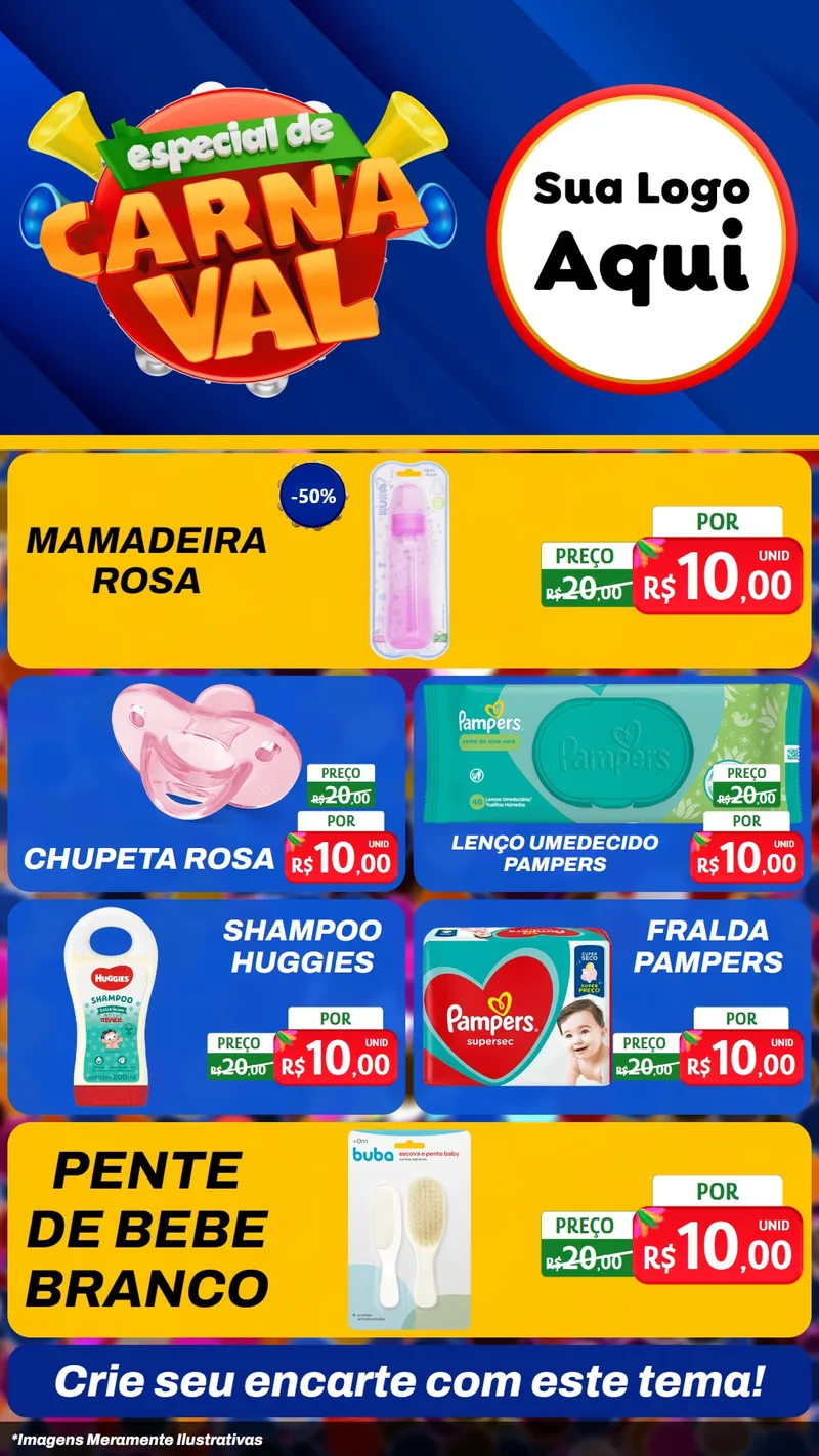 Modelo de TV para TV Vertical com o tema Especial de Carnaval para Bebês