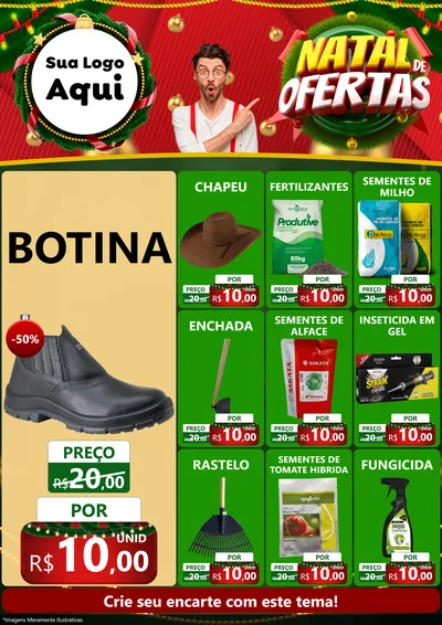 Modelo de Encarte para Encarte A4 Vertical com o tema Natal de Ofertas para Agropecuária
