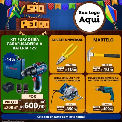 Modelo de Rede Social para Feed Facebook com o tema São Pedro para Maquinas e Ferramentas