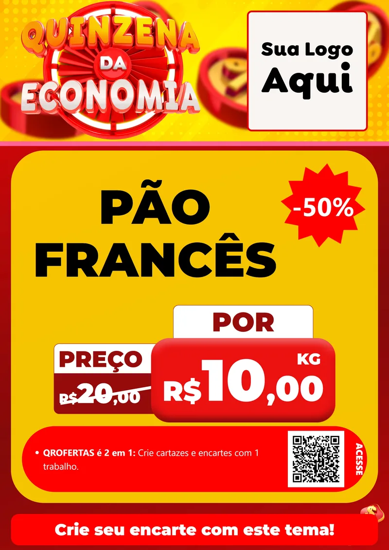 Modelo de Cartaz para Cartaz A4 Vertical com o tema Quinzena Da Economia para Padaria