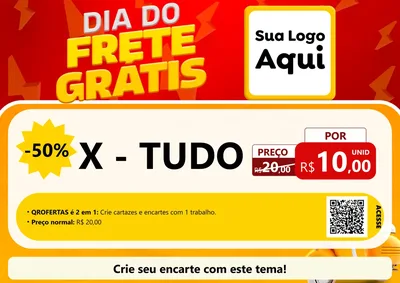 Modelo de Cartaz para Cartaz A4 Horizontal com o tema Dia do Frete Grátis para Hamburgueria