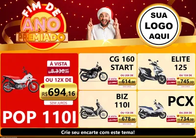 Modelo de Encarte para Encarte A4 Horizontal com o tema Fim de Ano Premiado para Concessionaria de Motos