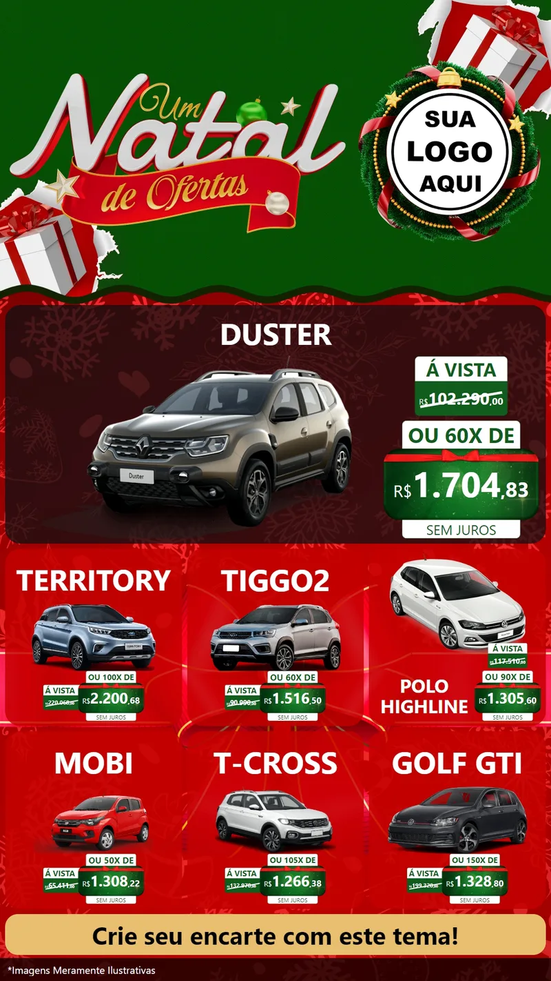 Modelo de Rede Social para Stories com o tema Um Natal de Ofertas para Concessionaria de Carros