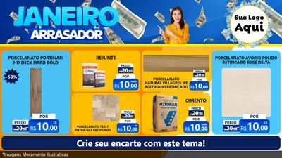 Modelo de TV para TV Horizontal com o tema Janeiro Arrasador para Pisos e revestimentos
