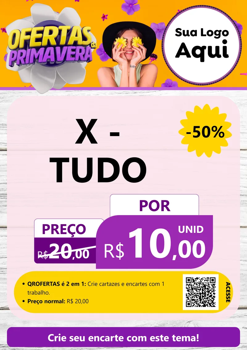 Modelo de Cartaz para Cartaz A4 Vertical com o tema Ofertas Da Primavera para Hamburgueria