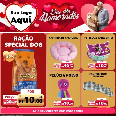 Modelo de Rede Social para Feed Facebook com o tema Dia Dos Namorados para Pet Shop