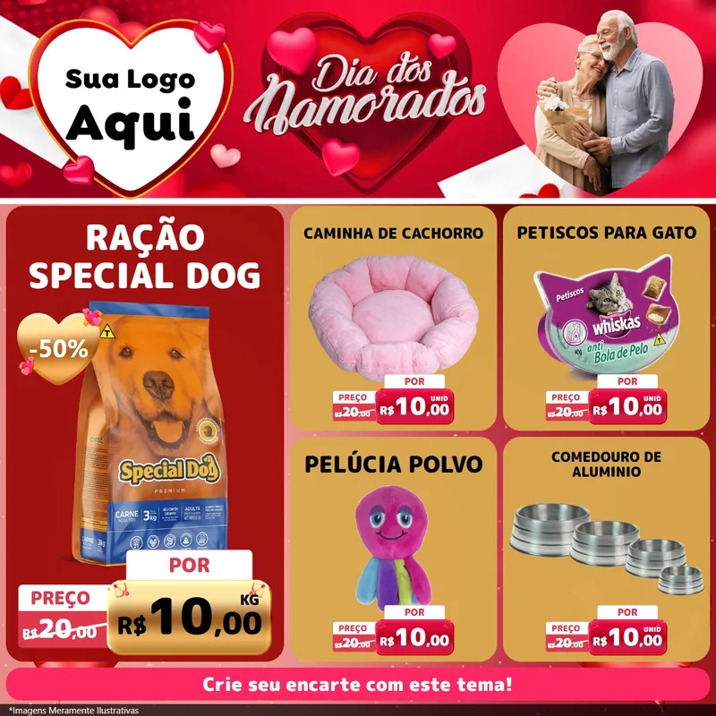 Modelo de Rede Social para Feed Facebook com o tema Dia Dos Namorados para Pet Shop