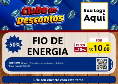 Modelo de Cartaz para Cartaz A4 Horizontal com o tema Clube de Descontos para Materiais Elétricos