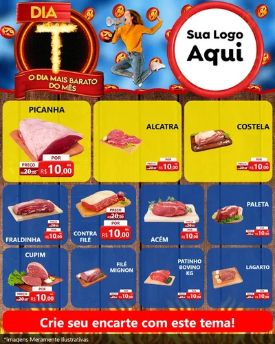 Modelo de Rede Social para Feed Instagram com o tema Dia T - O Dia Mais Barato Do Mês para Açougue