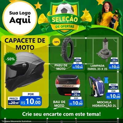 Modelo de Rede Social para Feed Facebook com o tema Seleção de Ofertas - Copa para Moto peças