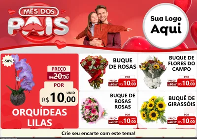 Modelo de Encarte para Encarte A4 Horizontal com o tema Mês dos Pais para Floricultura e jardim
