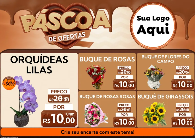 Modelo de Encarte para Encarte A4 Horizontal com o tema Páscoa de Ofertas para Floricultura e jardim