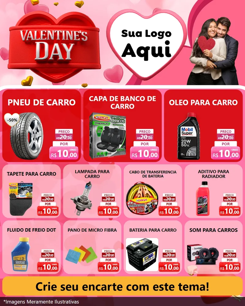 Modelo de Rede Social para Feed Instagram com o tema Valentine's Day para Auto peças