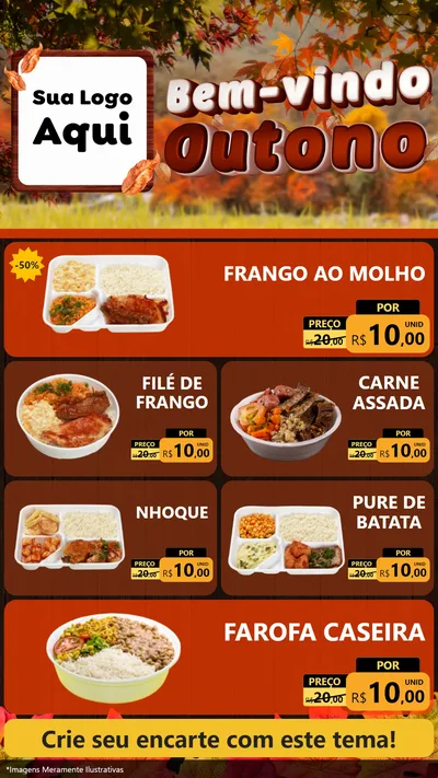 Modelo de TV para TV Vertical com o tema Bem-vindo Outono para Restaurante