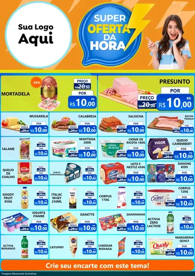 Modelo de Encarte para Encarte A4 Vertical com o tema Super Oferta da Hora para Frios e Laticínios