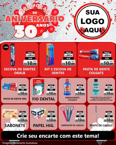 Modelo de Rede Social para Feed Instagram com o tema Promoção de Aniversário - 30 Anos para Higiene Pessoal