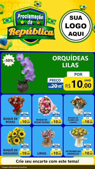 Modelo de Rede Social para Stories com o tema Proclamação da República para Floricultura e jardim