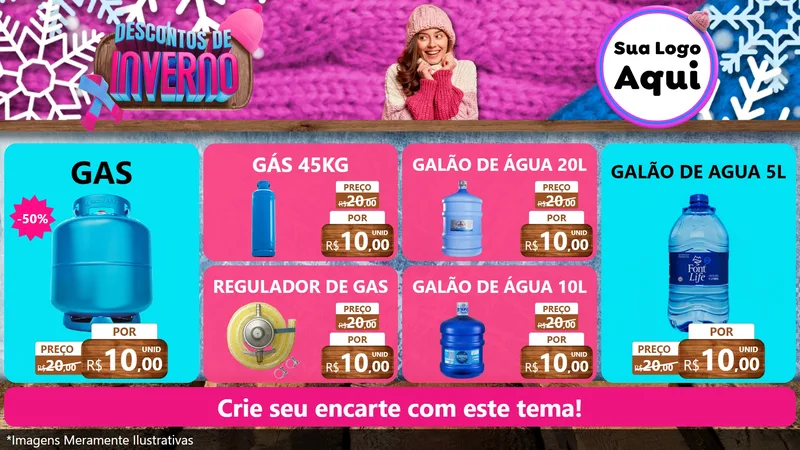 Modelo de TV para TV Horizontal com o tema Descontos de Inverno para Água e gás