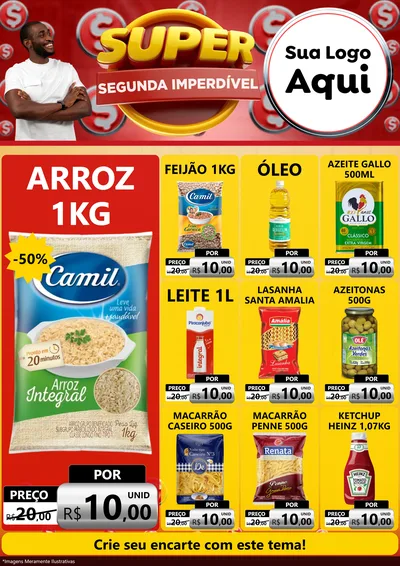 Modelo de Encarte para Encarte A4 Vertical com o tema Super Segunda Imperdível para Supermercado