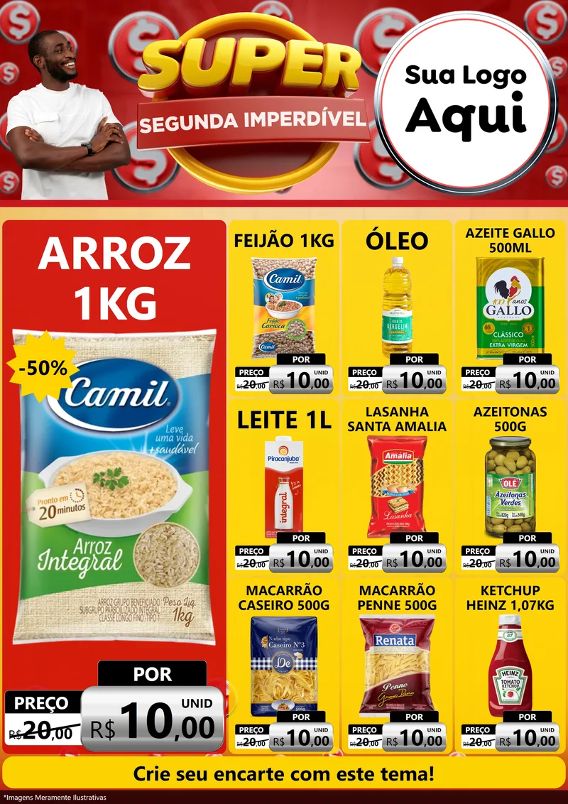 Modelo de Encarte para Encarte A4 Vertical com o tema Super Segunda Imperdível para Supermercado