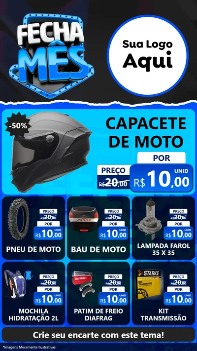 Modelo de Rede Social para Stories com o tema Fecha Mês para Moto peças