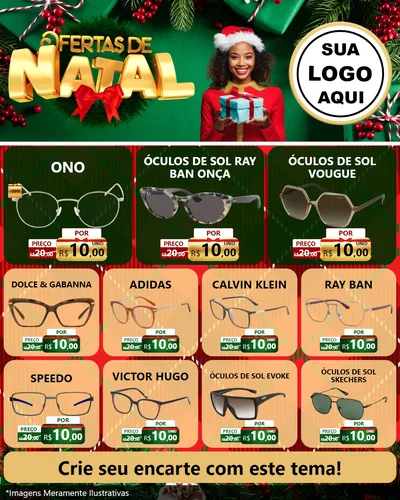 Modelo de Rede Social para Feed Instagram com o tema Ofertas de Natal para Óticas