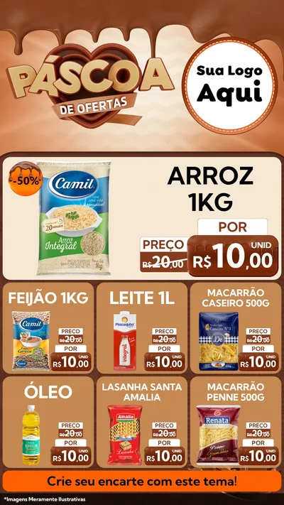 Modelo de Rede Social para Stories com o tema Páscoa de Ofertas para Supermercado