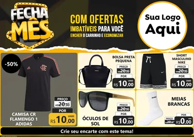 Modelo de Encarte para Encarte A4 Horizontal com o tema Fecha Mês para Roupas e acessórios