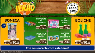 Modelo de TV para TV Horizontal com o tema Verão para Brinquedos