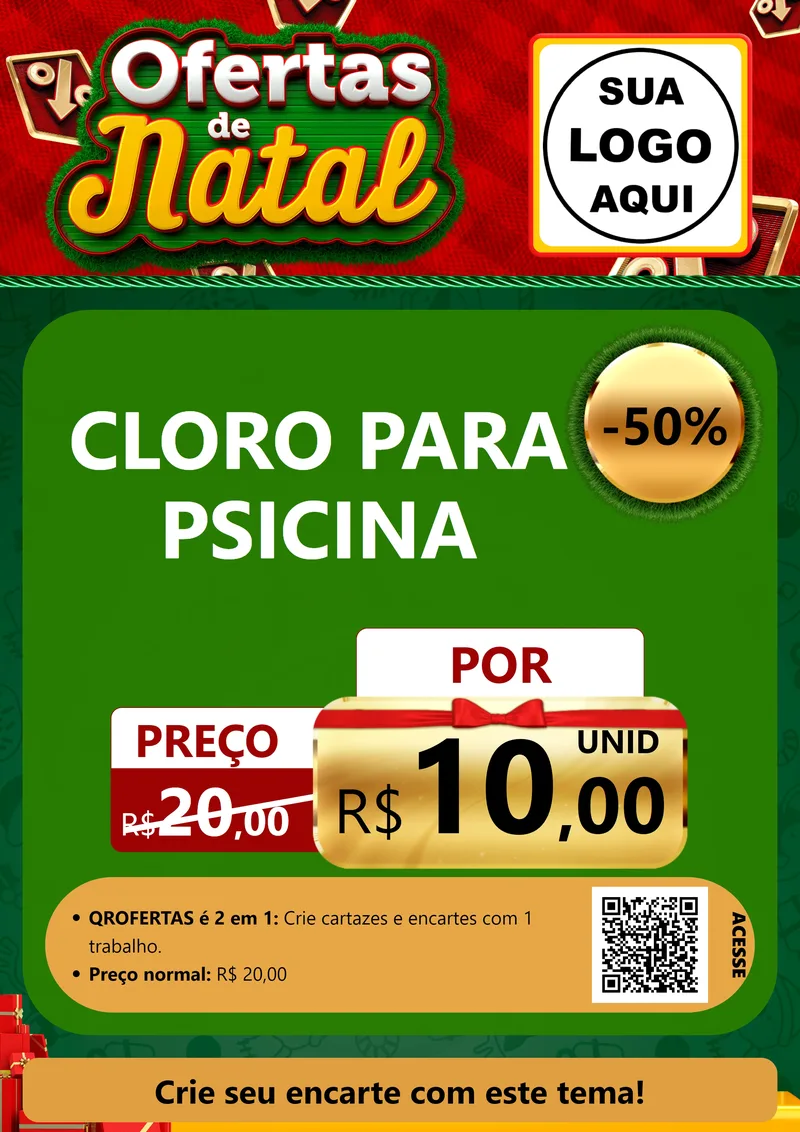 Modelo de Cartaz para Cartaz A4 Vertical com o tema Ofertas de Natal para Produtos para Piscina