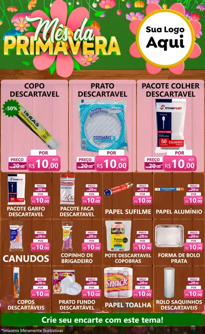 Modelo de Encarte para Encarte Grande com o tema Mês da Primavera para Embalagens