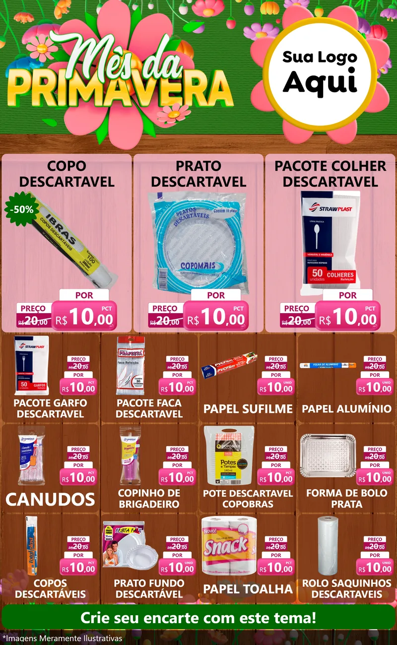 Modelo de Encarte para Encarte Grande com o tema Mês da Primavera para Embalagens