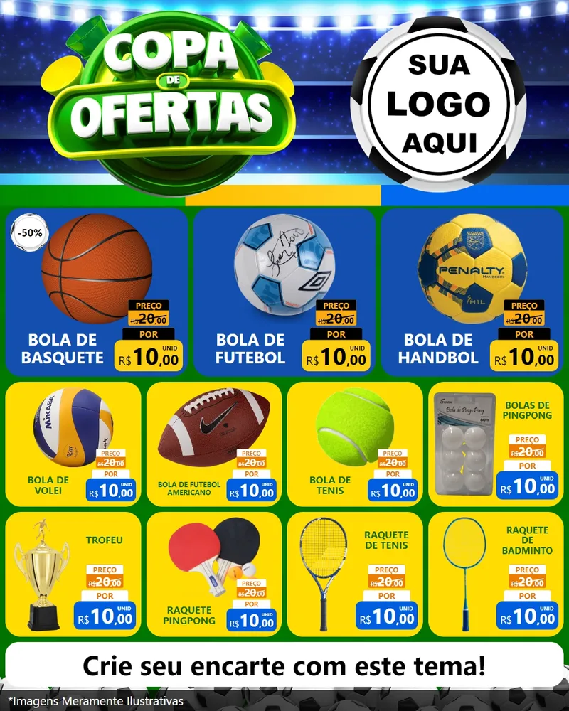 Modelo de Rede Social para Feed Instagram com o tema Copa de Ofertas para Artigos Esportivos