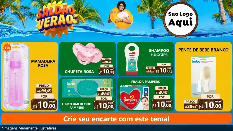 Modelo de TV para TV Horizontal com o tema Saldão de Verão para Bebês
