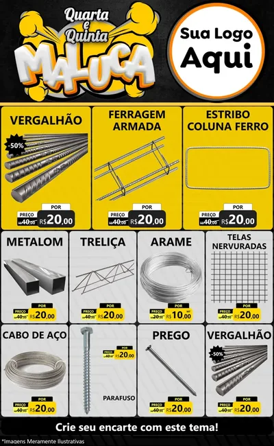 Modelo de Encarte para Encarte Grande com o tema Quarta e Quinta Maluca para Ferragens