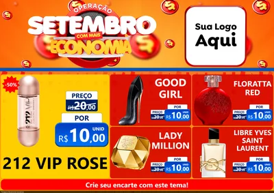 Modelo de Encarte para Encarte A4 Horizontal com o tema Operação Setembro Com Muita Economia para Perfumes