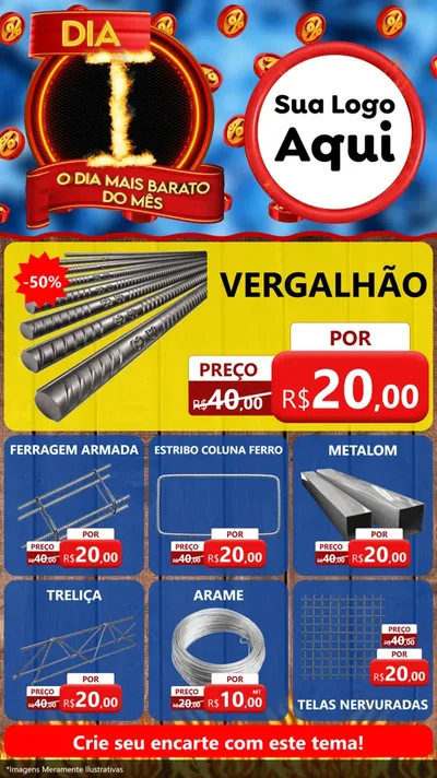 Modelo de Rede Social para Stories com o tema Dia I - O Dia Mais Barato Do Mês para Ferragens