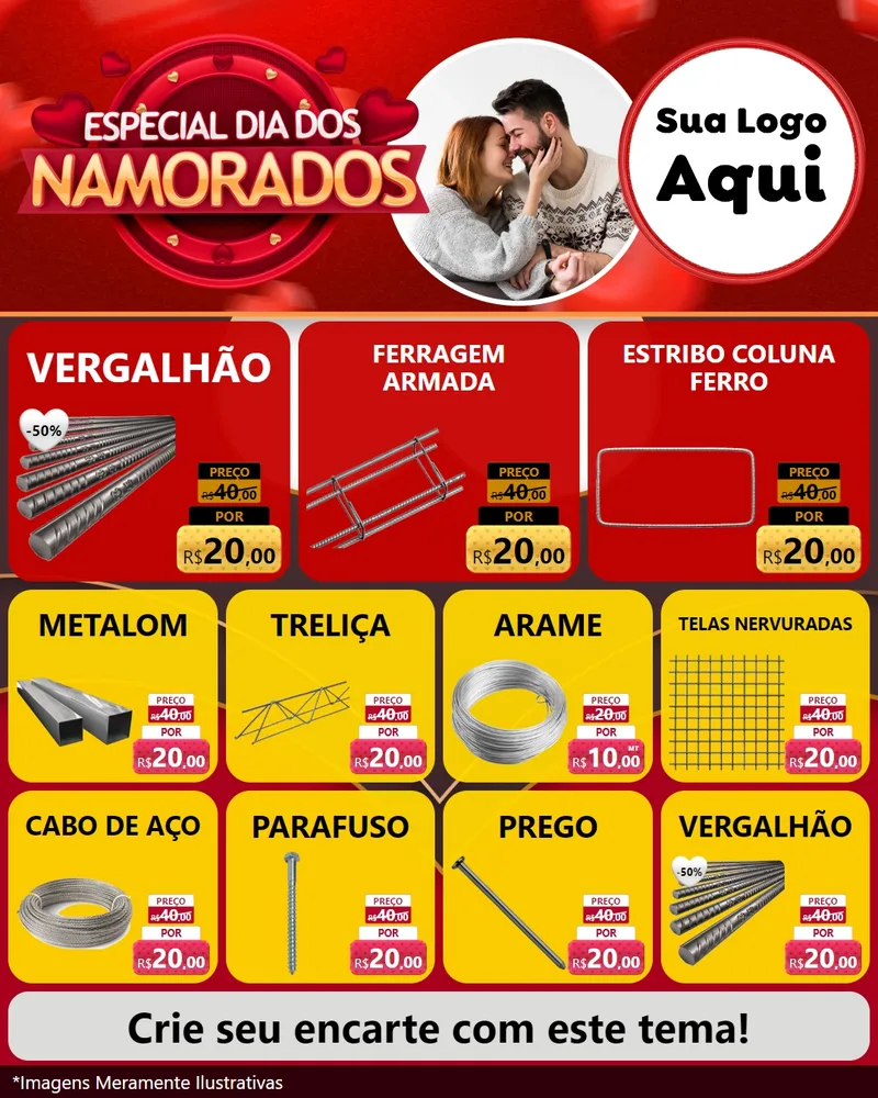 Modelo de Rede Social para Feed Instagram com o tema Especial Dia Dos Namorados para Ferragens