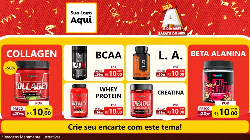 Modelo de TV para TV Horizontal com o tema Dia A o Dia Mais Barato do Mês para Suplementos alimentares