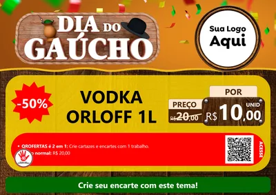 Modelo de Cartaz para Cartaz A4 Horizontal com o tema Dia do Gaúcho para Distribuidora de bebidas