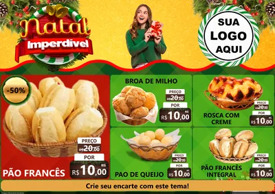 Modelo de Encarte para Encarte A4 Horizontal com o tema Natal Imperdível para Padaria