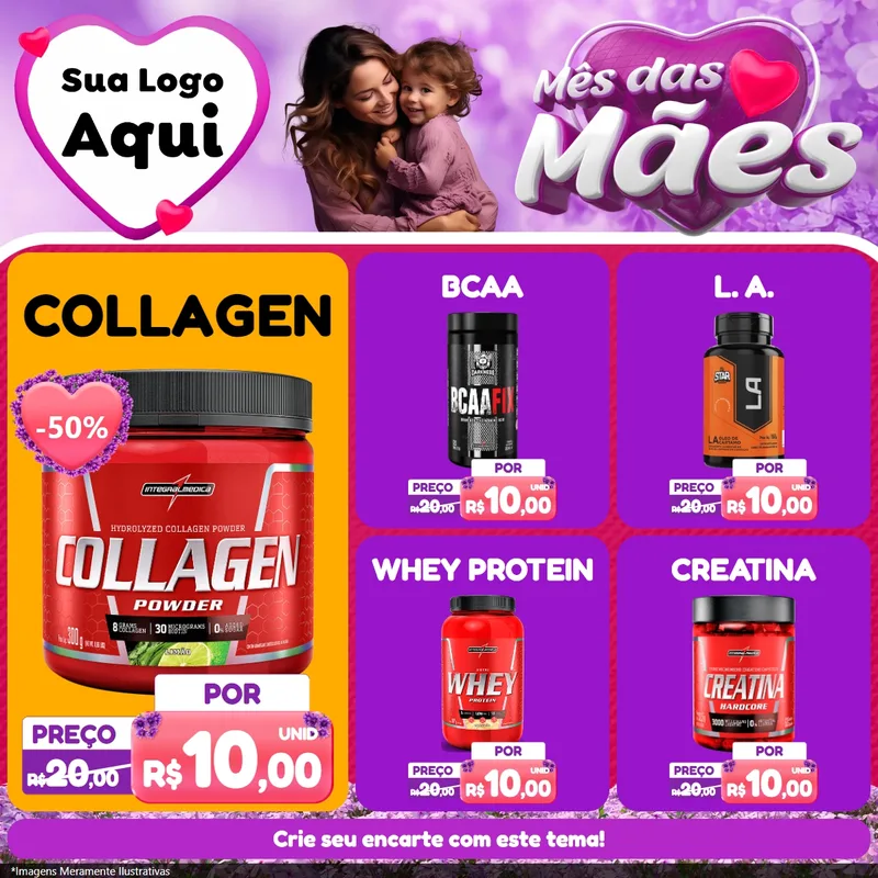 Modelo de Rede Social para Feed Facebook com o tema Mês das Mães para Suplementos alimentares