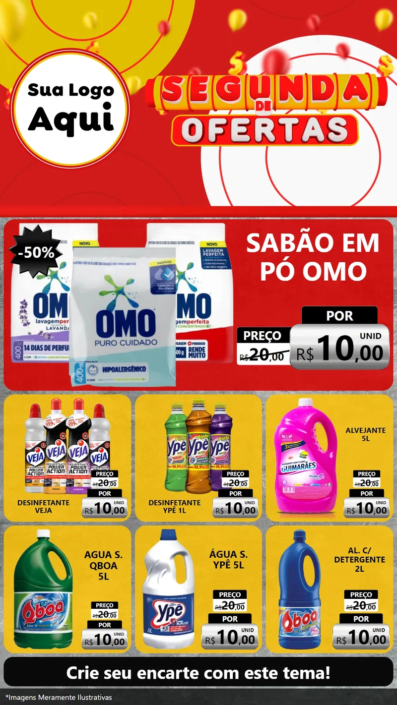 Modelo de Rede Social para Stories com o tema Segunda de Ofertas para Produtos de Limpeza