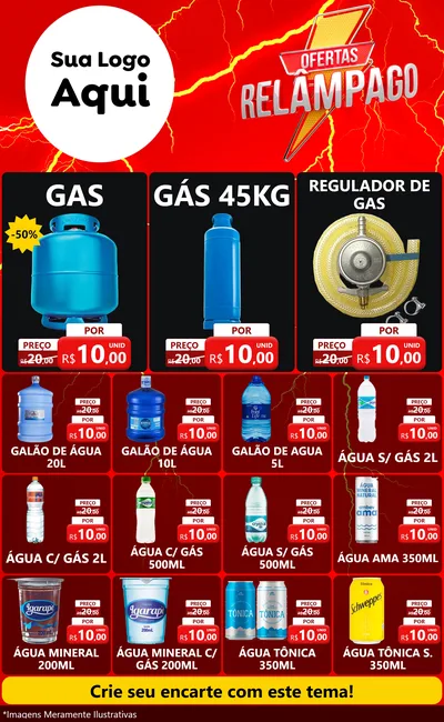Modelo de Encarte para Encarte Grande com o tema Ofertas Relâmpago para Água e gás