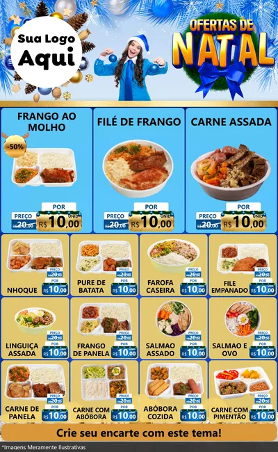Modelo de Encarte para Encarte Grande com o tema Ofertas de Natal para Restaurante