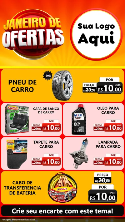 Modelo de TV para TV Vertical com o tema Janeiro de Ofertas para Auto peças