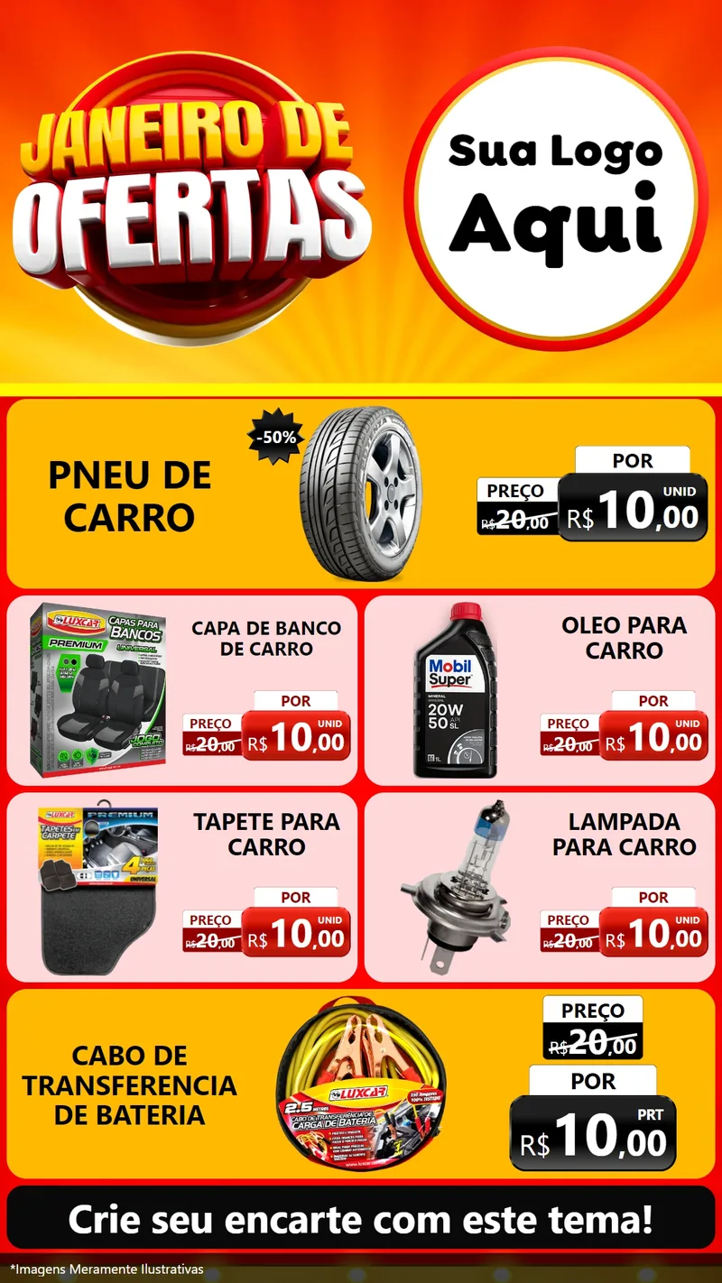 Modelo de TV para TV Vertical com o tema Janeiro de Ofertas para Auto peças