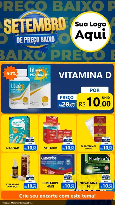 Modelo de Rede Social para Stories com o tema Setembro De Preço Baixo para Farmácia