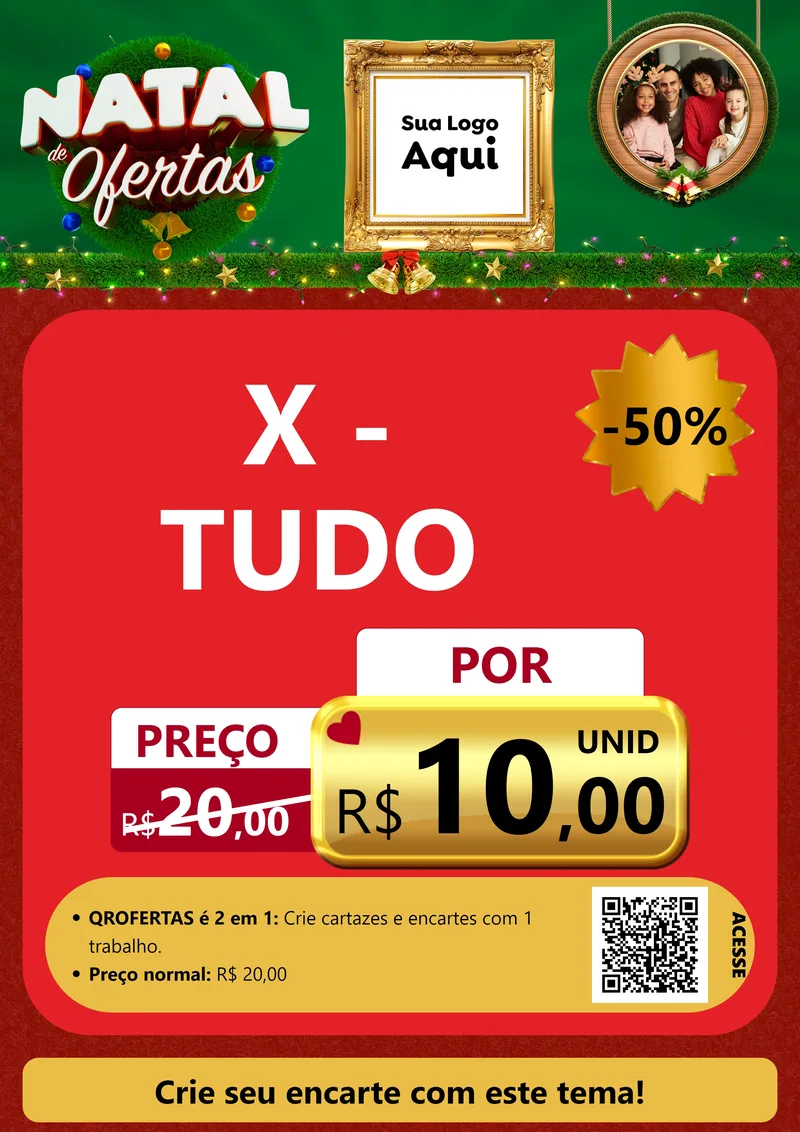 Modelo de Cartaz para Cartaz A4 Vertical com o tema Natal de Ofertas para Hamburgueria
